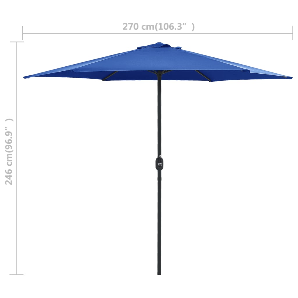 Garden Parasol with Aluminium Pole 270x246 cm Azure Blue