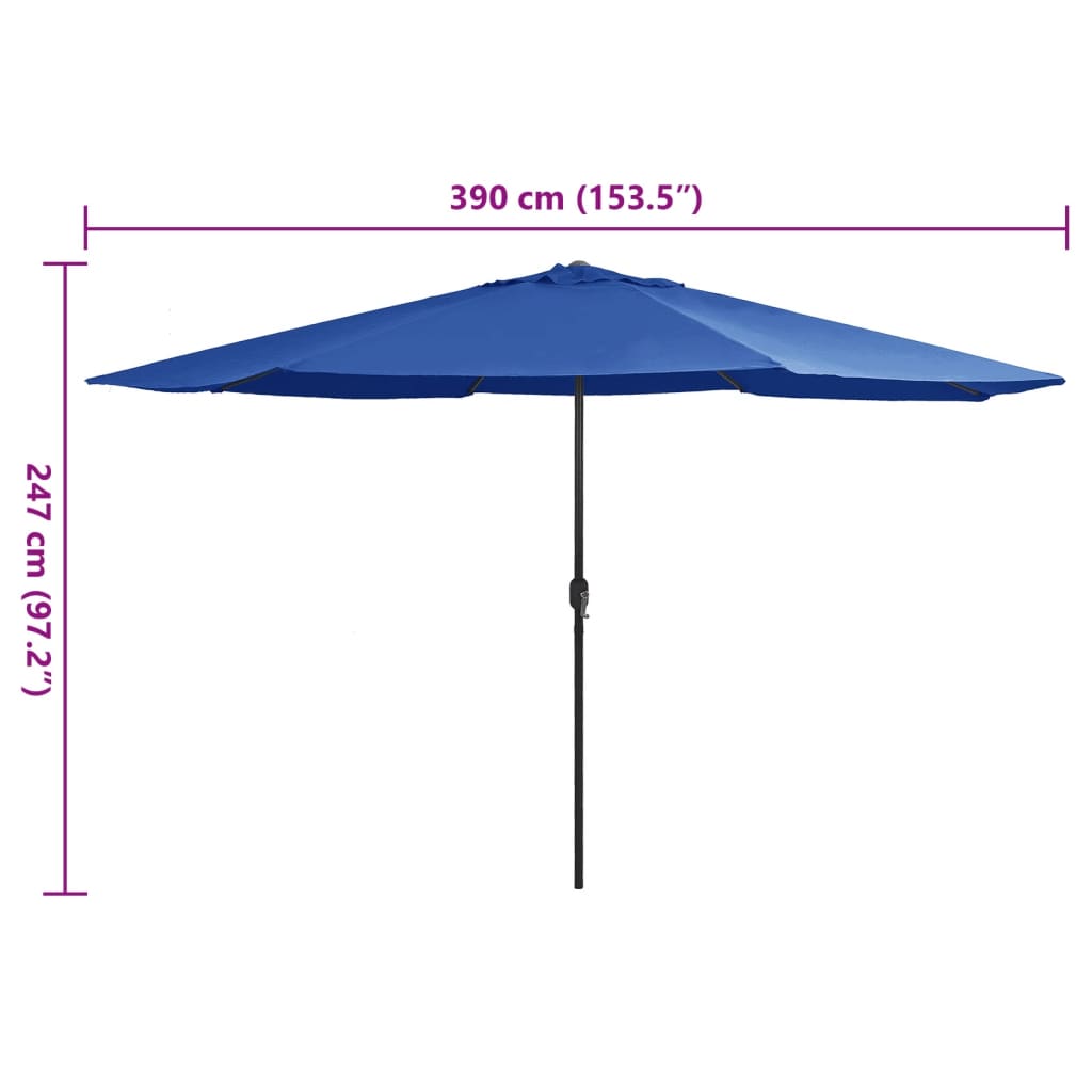 Garden Parasol with Metal Pole 390 cm Azure Blue