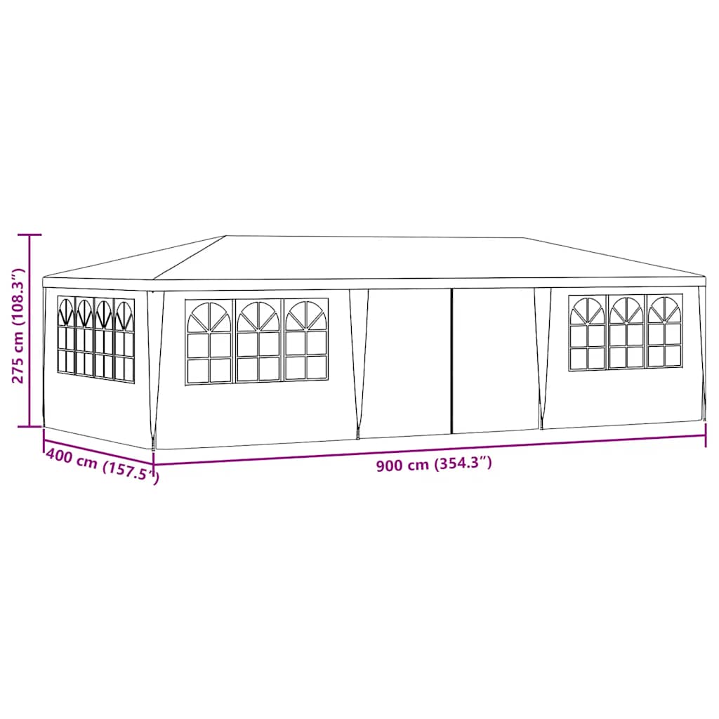 Professional Party Tent with Side Walls 4x9 m White 90 g/m?