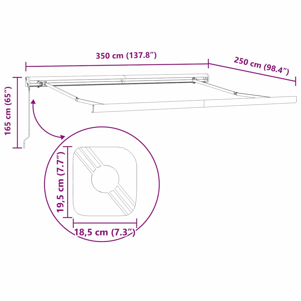 Awning Anthracite 3.5 x 2.5 m Metal