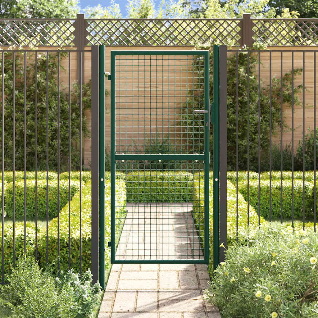 Fence Gate Steel 100x175 cm Green
