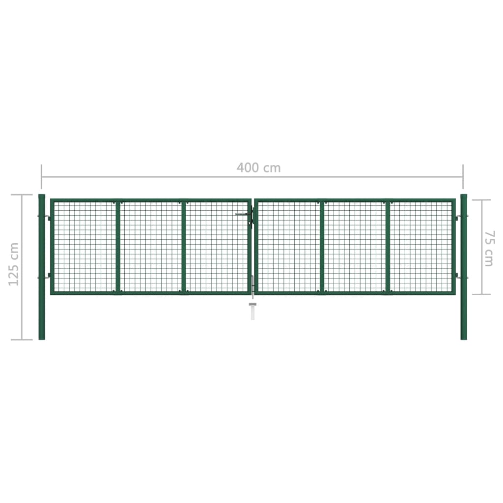 Mesh Garden Gate Steel 400x75 cm Green