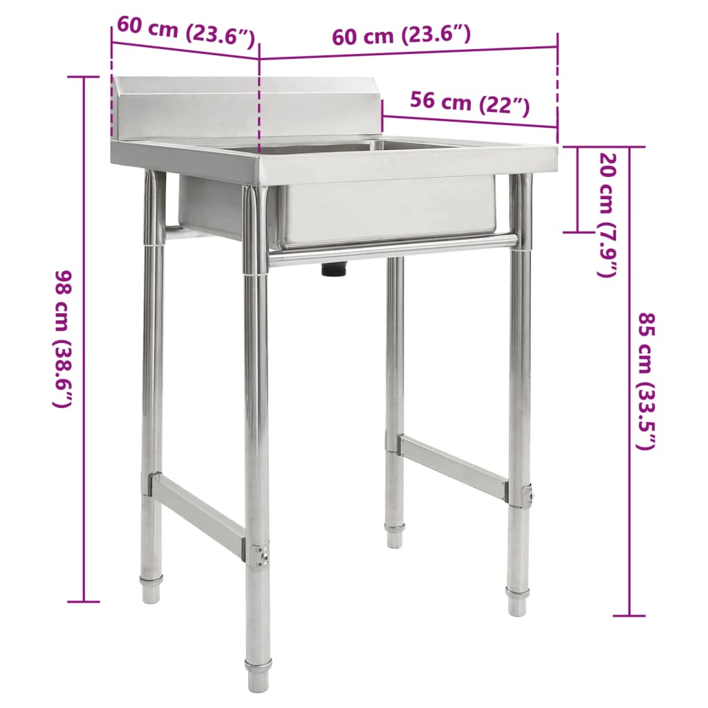 Kitchen Sink Single Basin Stainless Steel