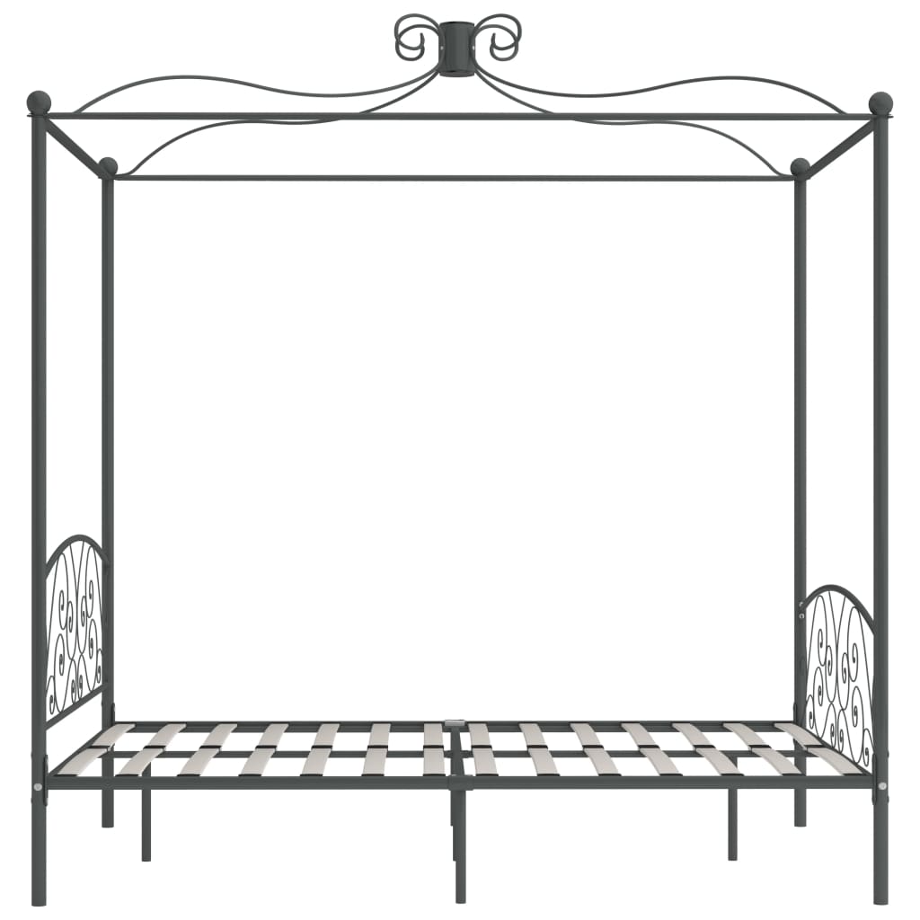 284483 vidaXL Canopy Bed Frame without Mattress Grey Metal 140x200 cm