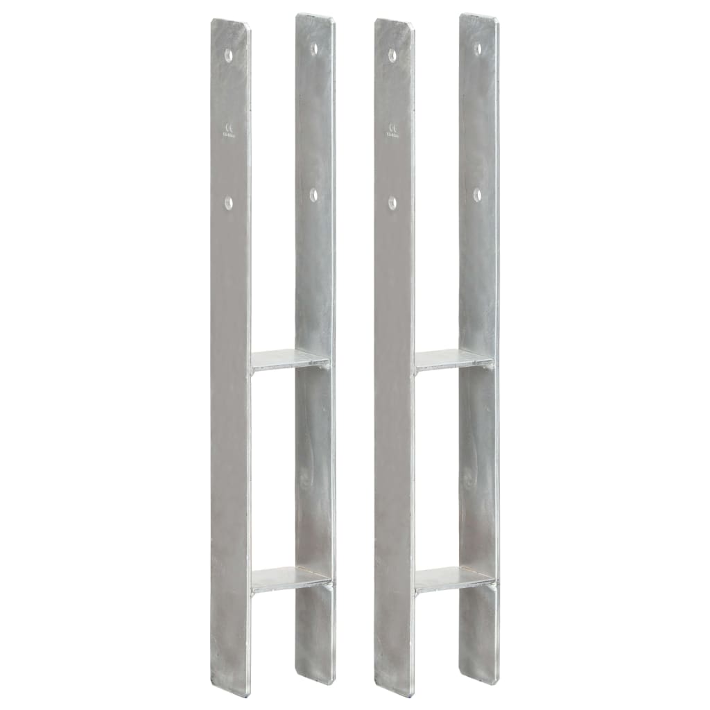 Fence Anchors 2 pcs Silver 8x6x60 cm Galvanised Steel