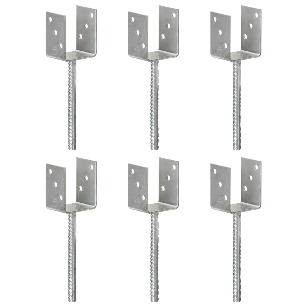 Fence Anchors 6 pcs Silver 8x6x30 cm Galvanised Steel
