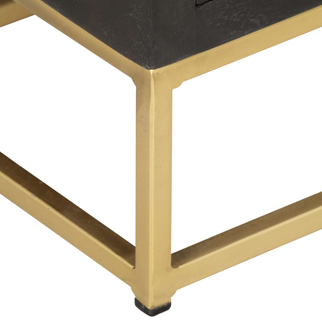 Drawer Cabinet Black and Gold 45x30x105 cm Solid Mango Wood