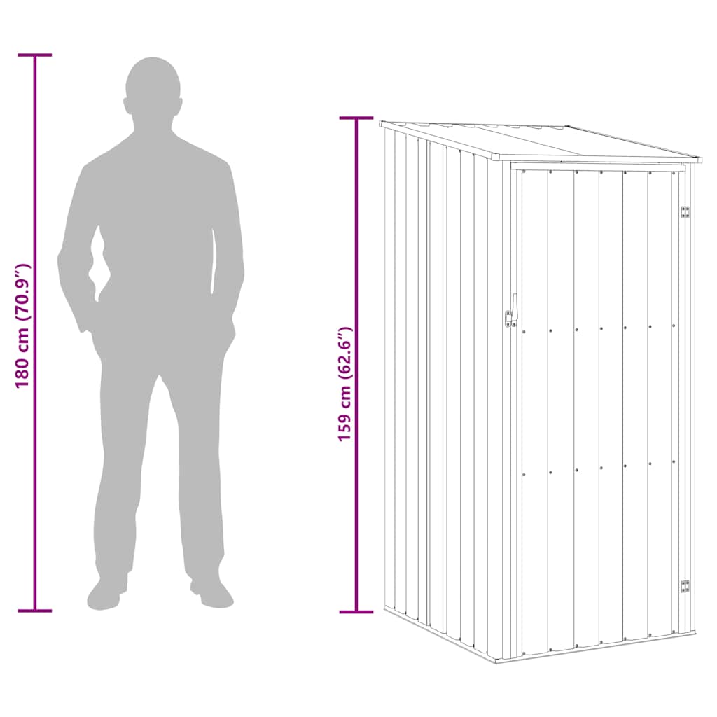 Garden Shed Brown 87x98x159 cm Galvanised Steel