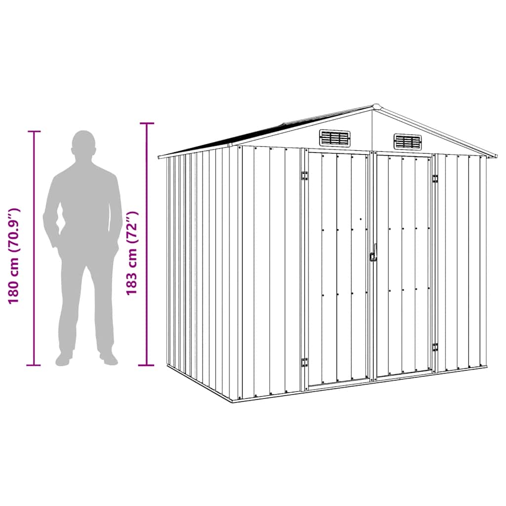 Garden Shed Brown 205x129x183 cm Galvanised Steel
