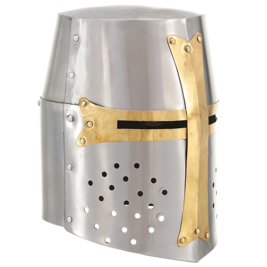 Medieval Crusader Knight Helmet Replica LARP Silver Steel