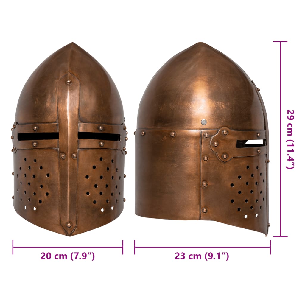 Medieval Knight Helmet Antique Replica LARP Copper Steel