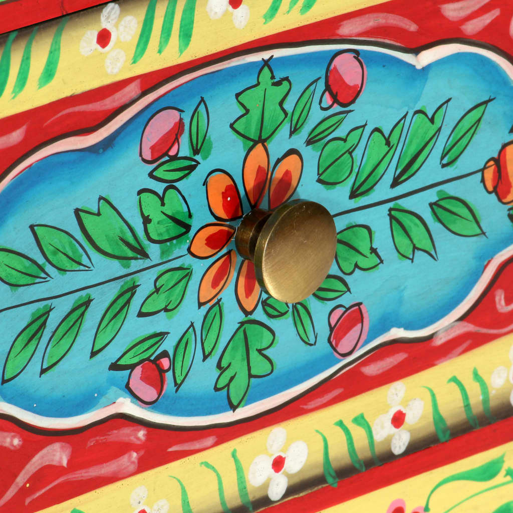 Hand Painted bedside Cabinet 40x30x50 cm Solid Mango Wood