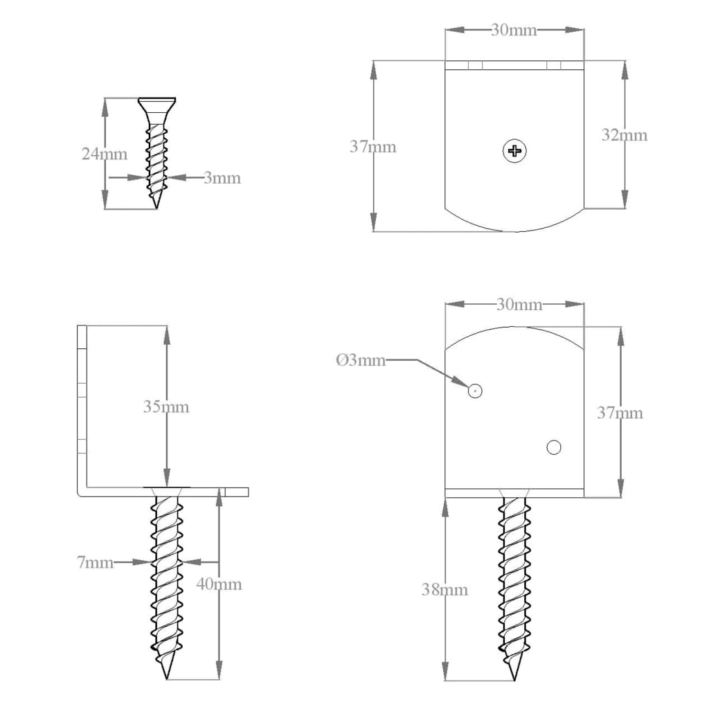 Fence Panel Brackets 48 pcs L Shaped Galvanised Metal