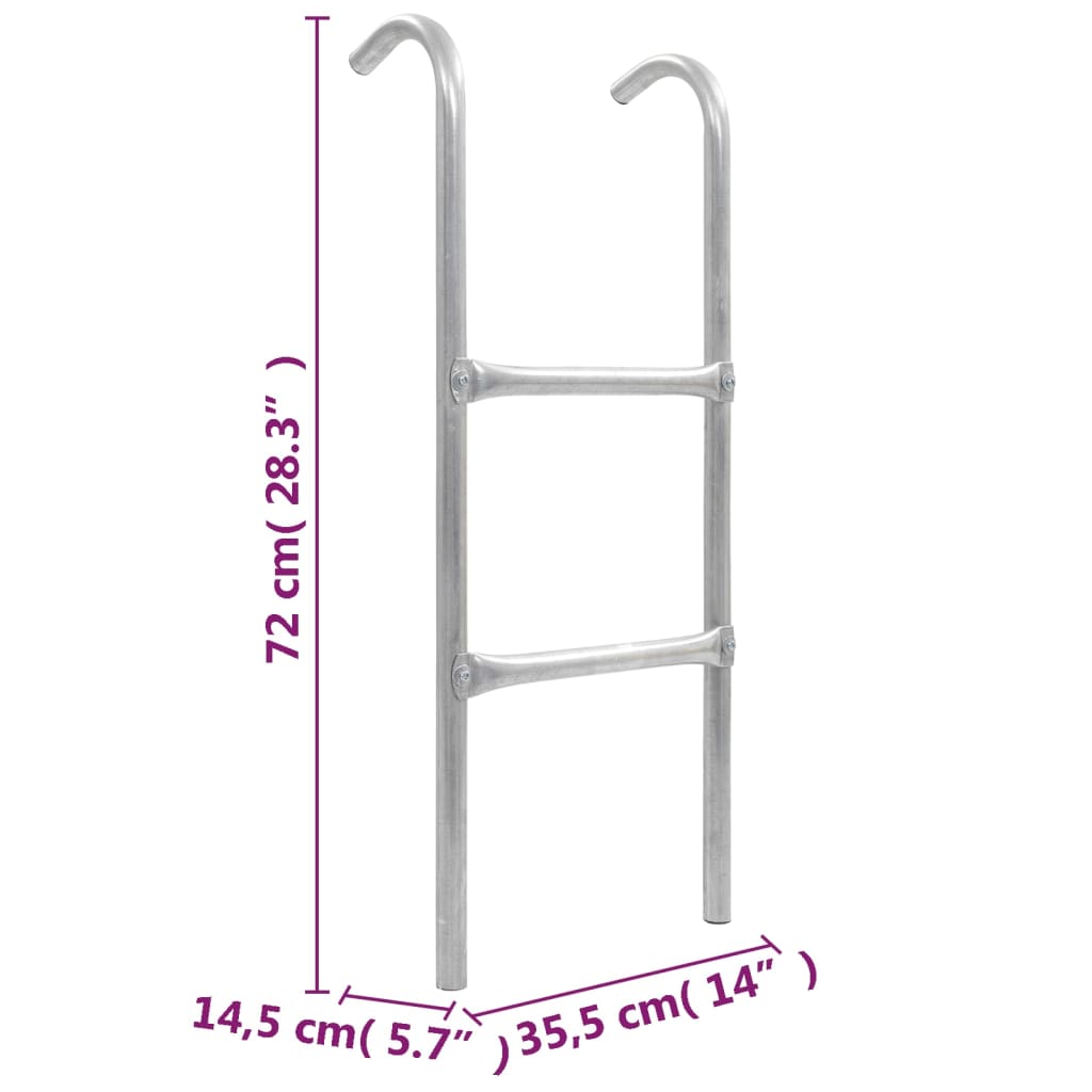 2-Step Trampoline Ladder Steel Silver 72 cm (suitable for 65cm high)