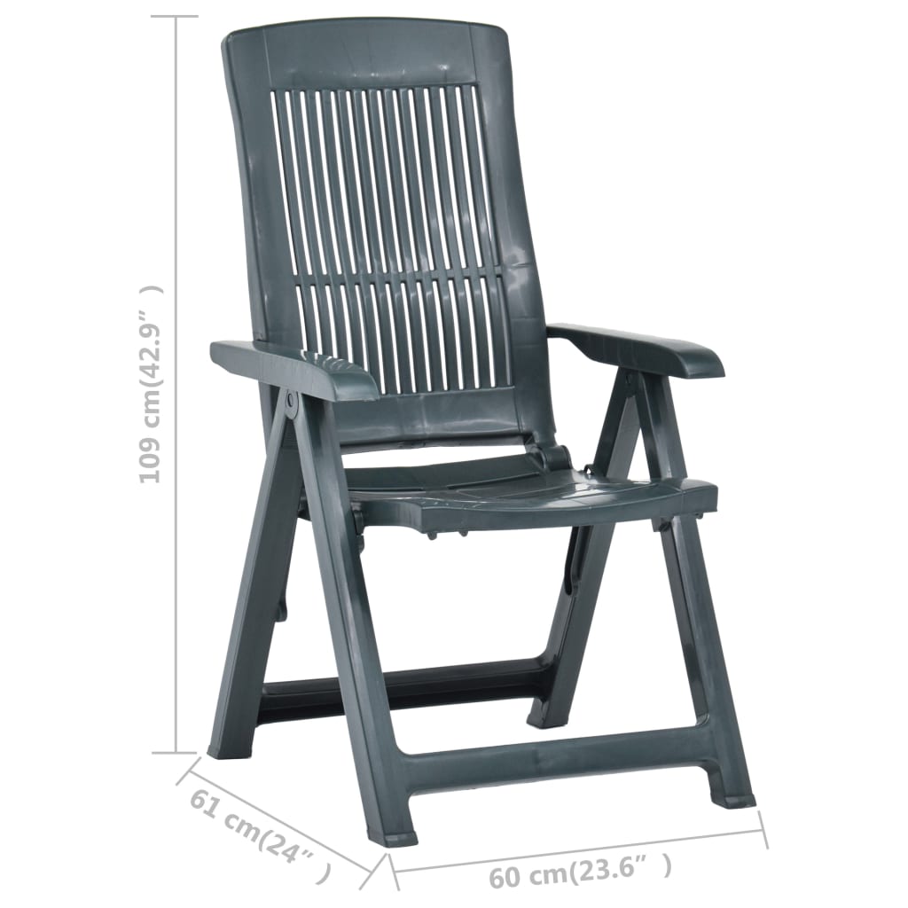 Garden Reclining Chairs 2 pcs Plastic Green