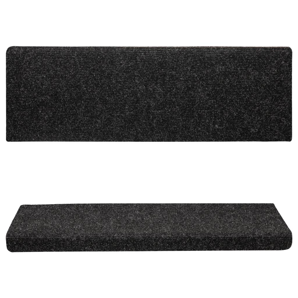 Stair Mats Self-adhesive 15 pcs 65x21x4 cm Black Rectangular Edge