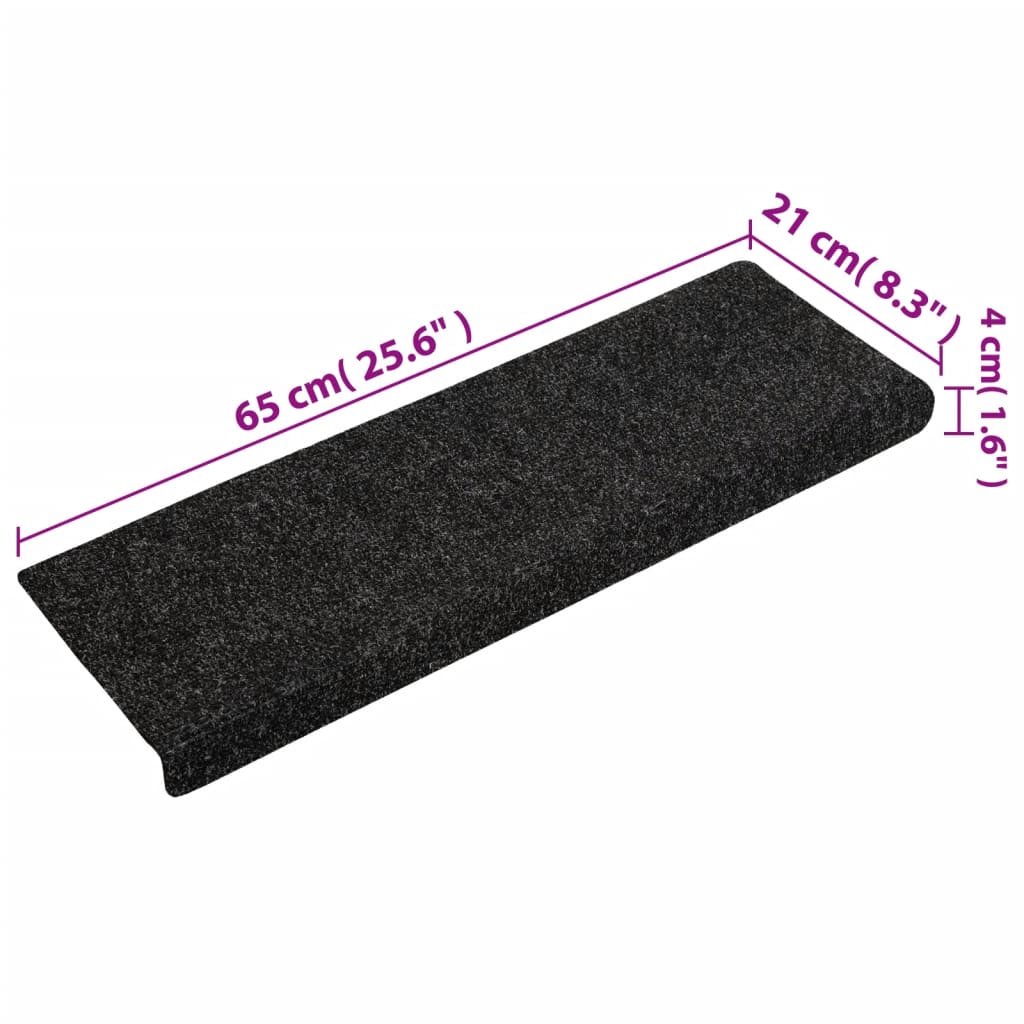 Stair Mats Self-adhesive 15 pcs 65x21x4 cm Black Rectangular Edge