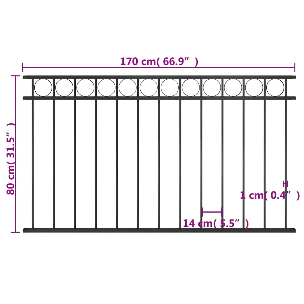 Fence Panel Steel 1.7x0.8 m Black