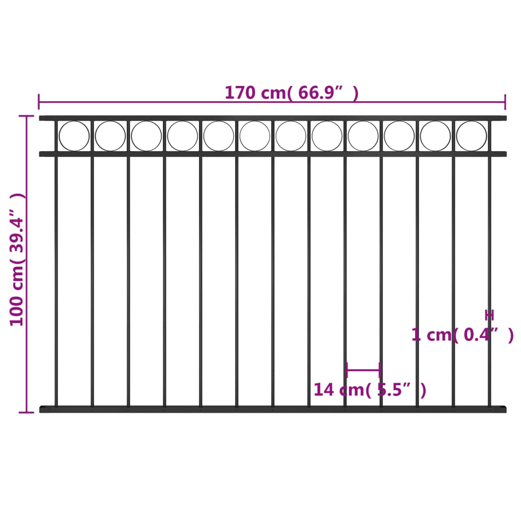 Fence Panel Steel 1.7x1 m Black