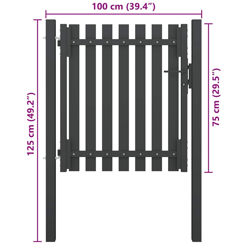 Garden Fence Gate Steel 1x1.25 m Anthracite