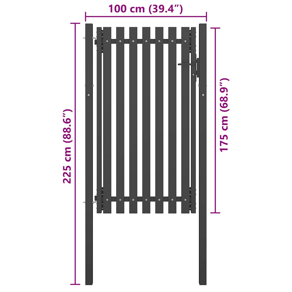 Garden Fence Gate Steel 1x2.25 m Anthracite