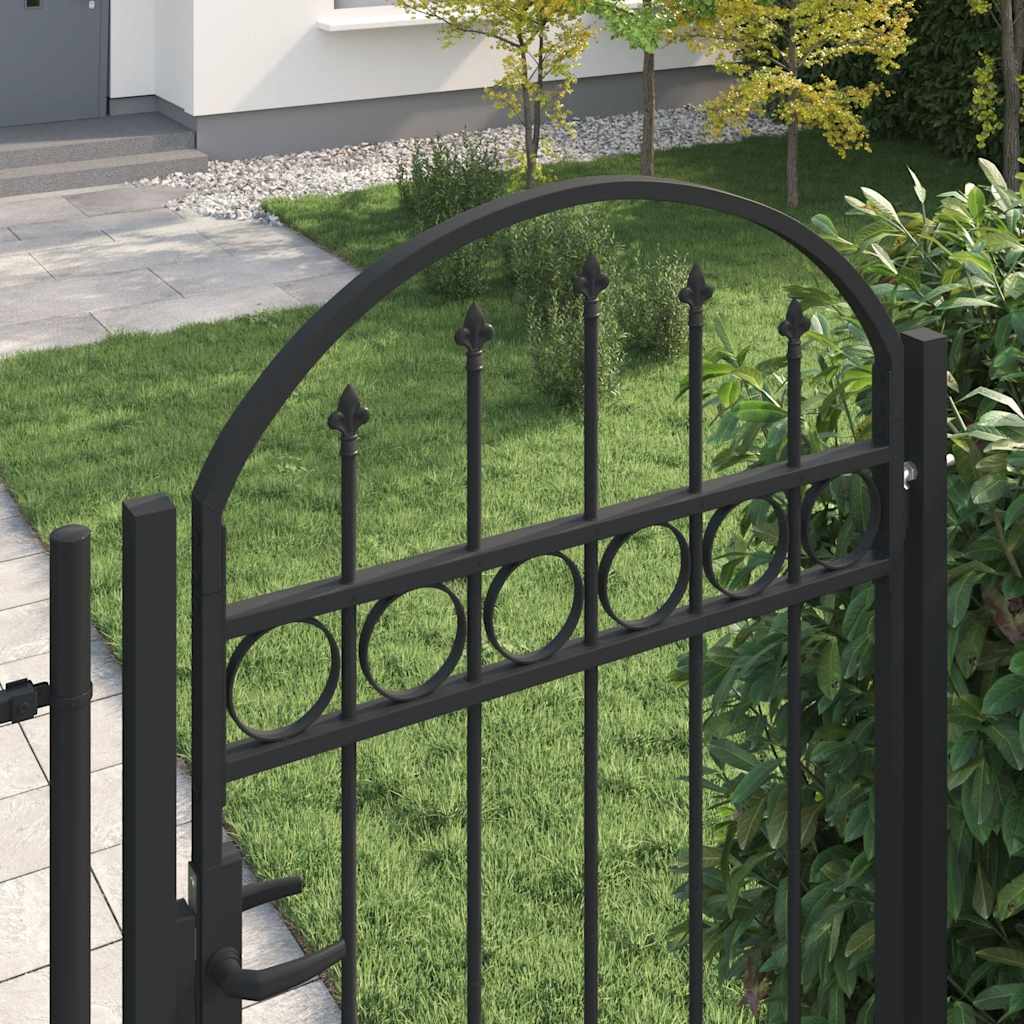 Fence Gate with Arched Top Steel 100x250 cm Black