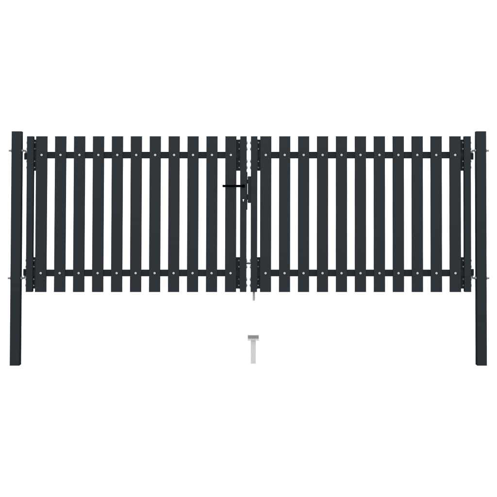 Double Door Fence Gate Steel 306x150 cm Anthracite
