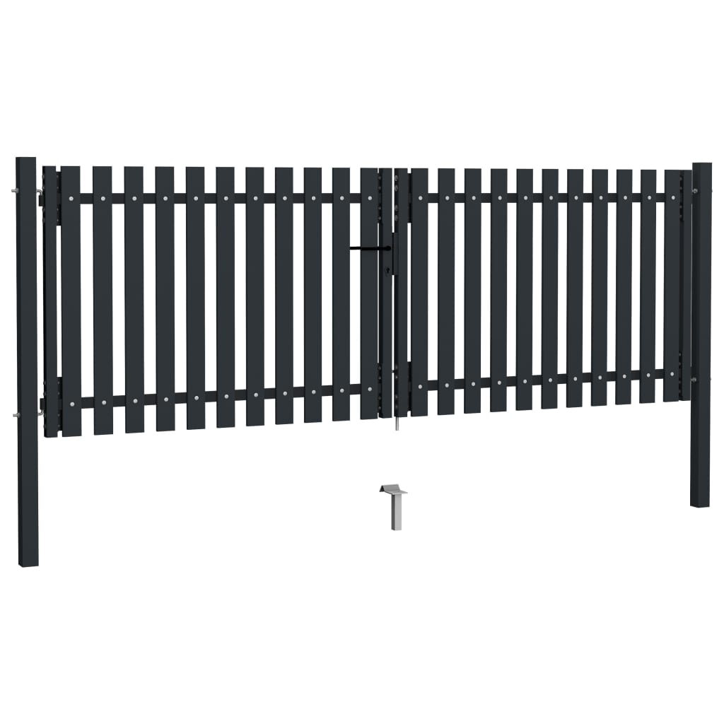 Double Door Fence Gate Steel 306x150 cm Anthracite