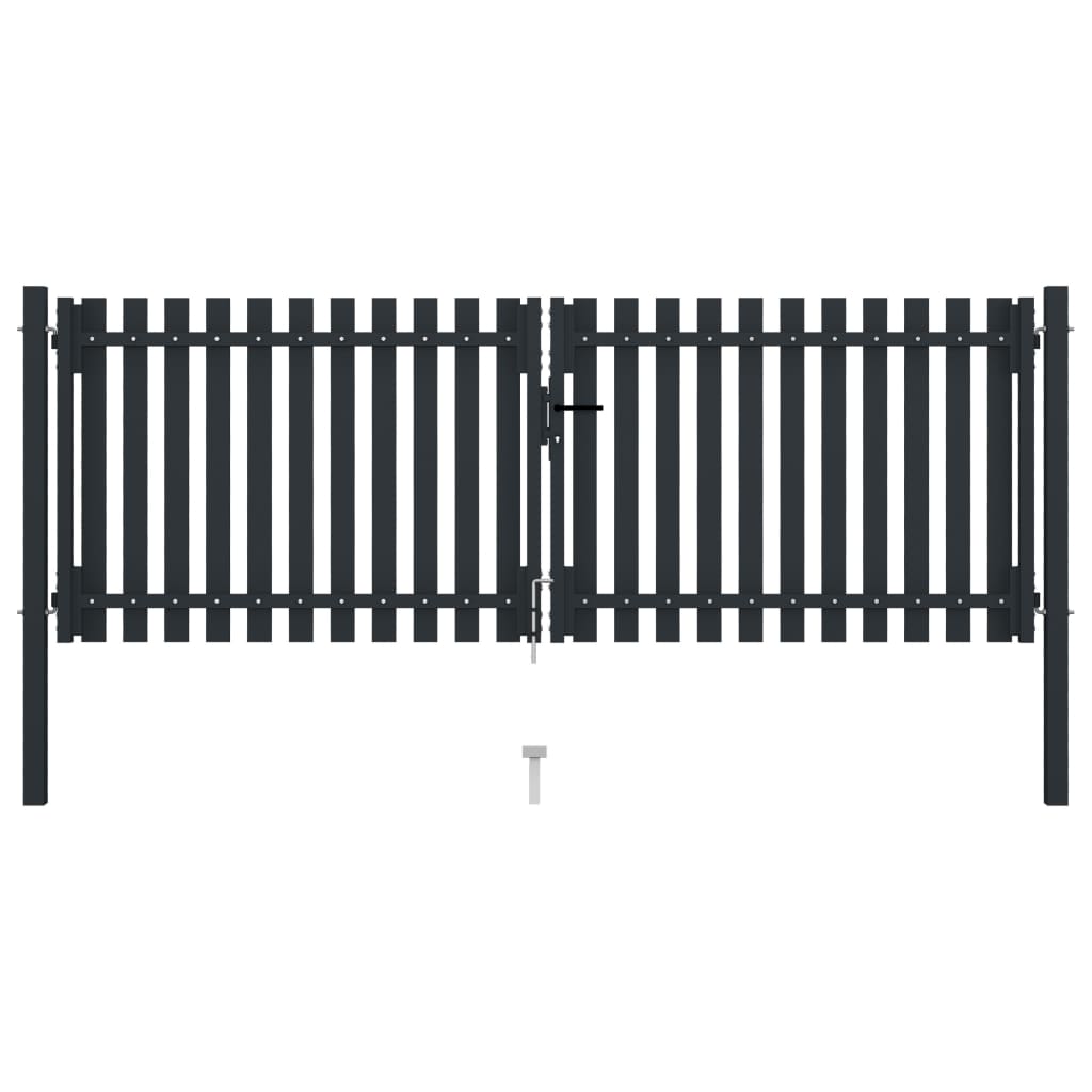 Double Door Fence Gate Steel 306x150 cm Anthracite