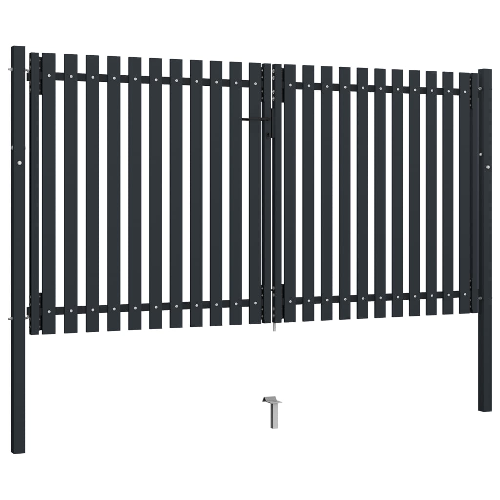 Double Door Fence Gate Steel 306x150 cm Anthracite