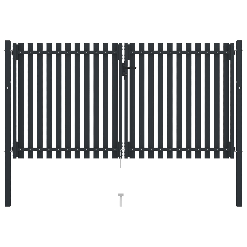 Double Door Fence Gate Steel 306x150 cm Anthracite
