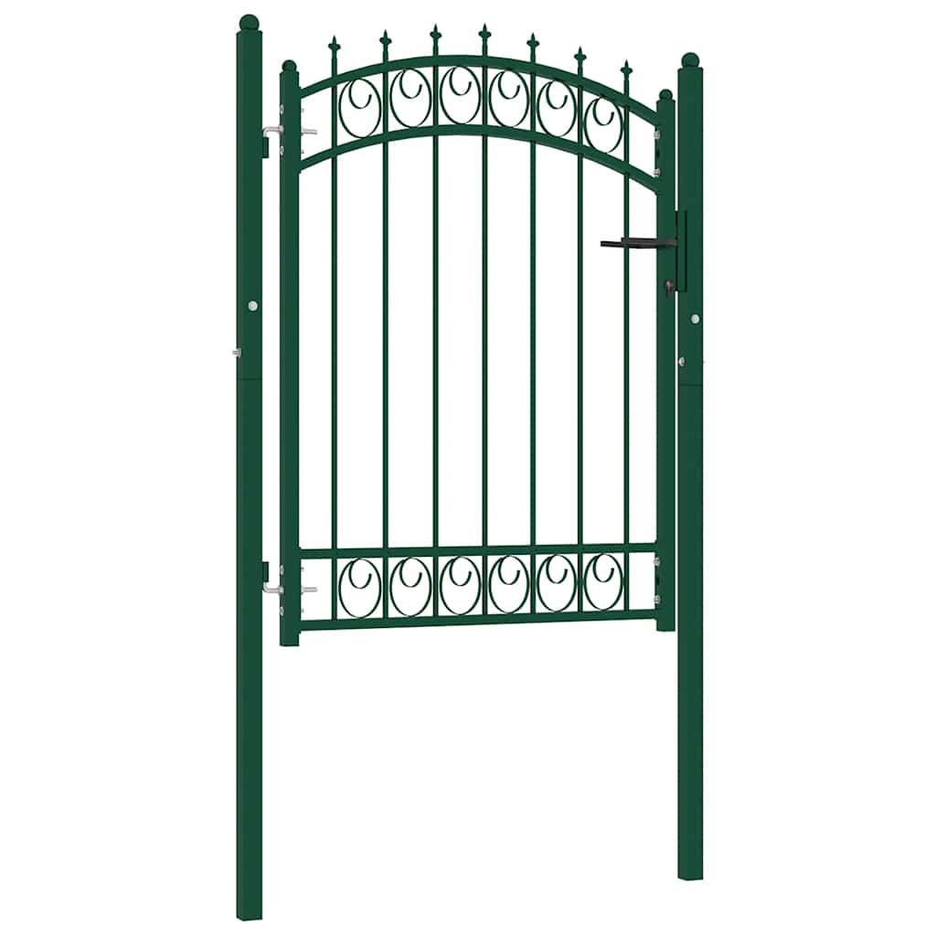 Fence Gate with Spikes Steel 100x125 cm Green