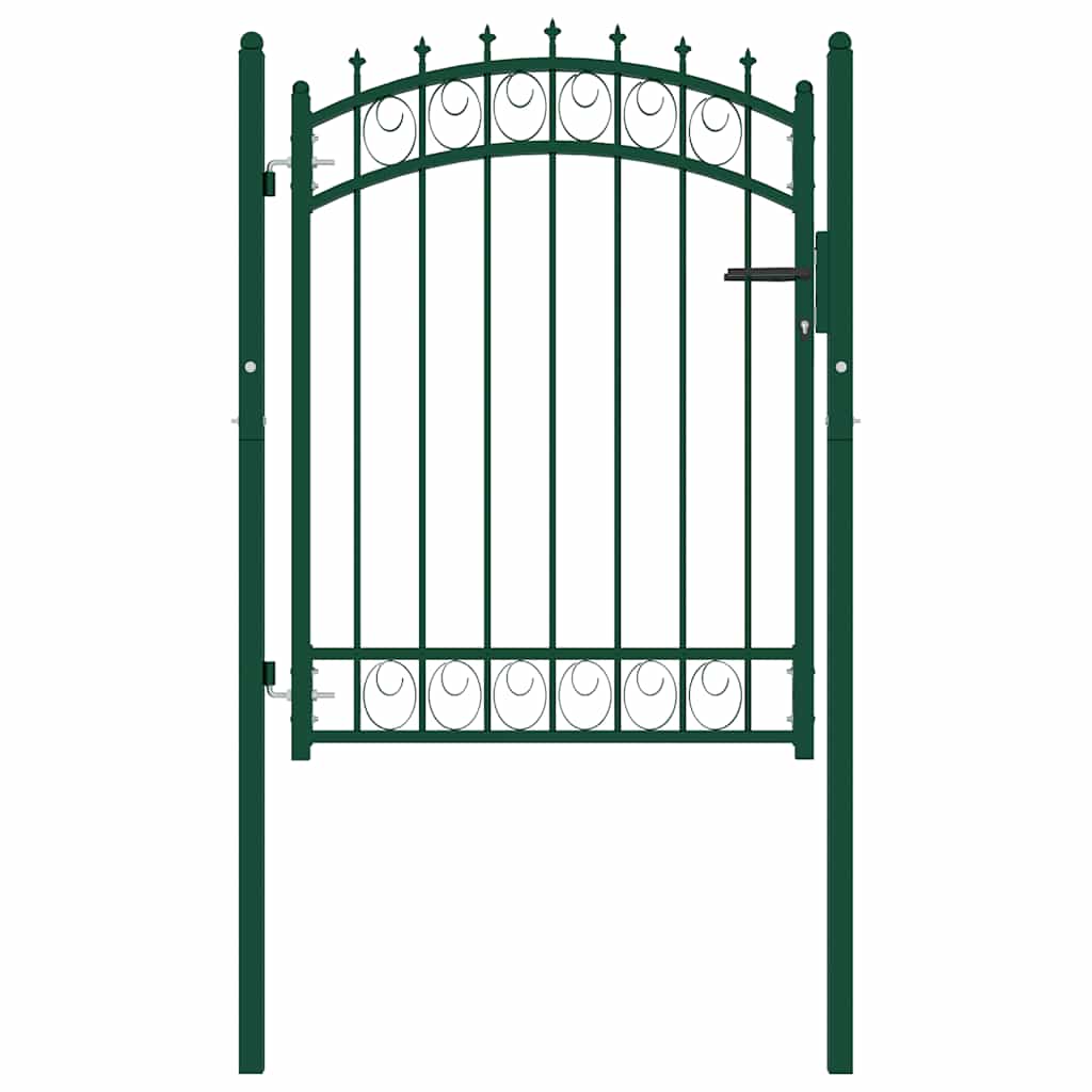 Fence Gate with Spikes Steel 100x125 cm Green