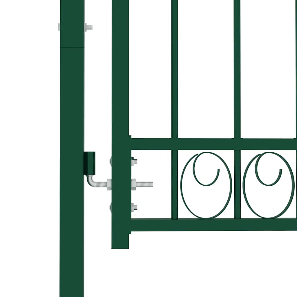 Fence Gate with Spikes Steel 100x125 cm Green