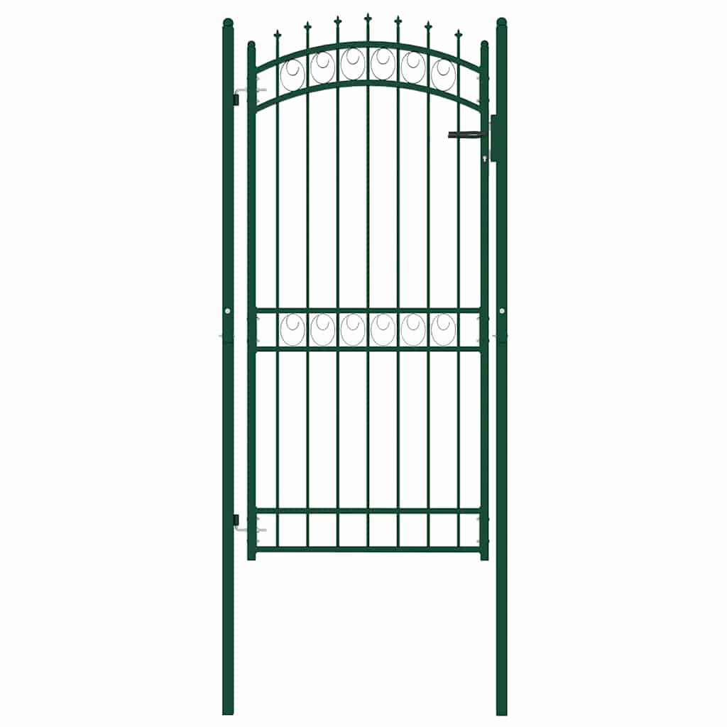 Fence Gate with Spikes Steel 100x200 cm Green