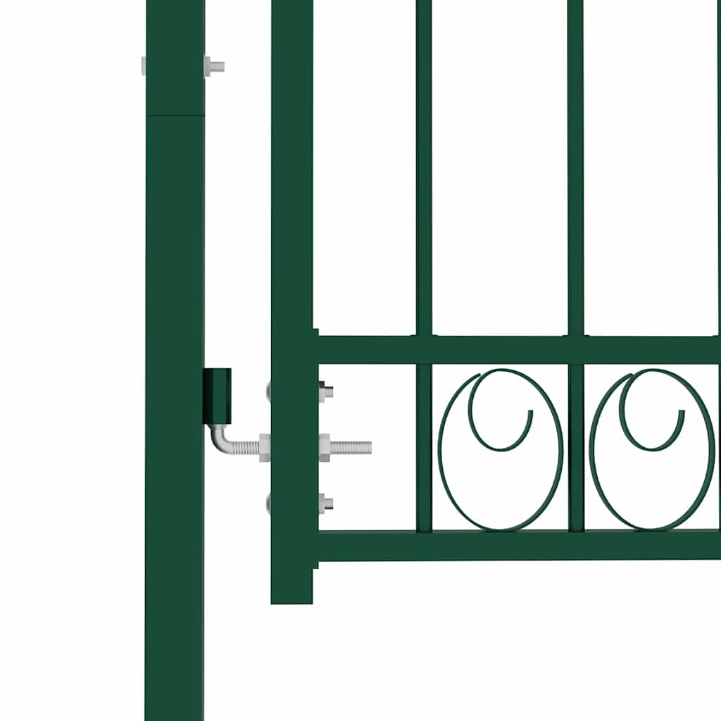 Fence Gate with Spikes Steel 100x200 cm Green