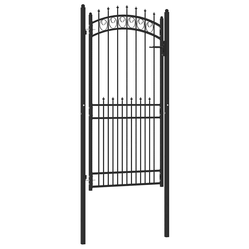 Fence Gate with Spikes Black 100 x 200 cm Powder-coated steel