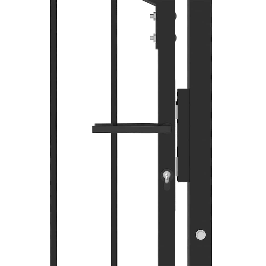 Fence Gate with Spikes Black 100 x 175 cm Powder-coated steel