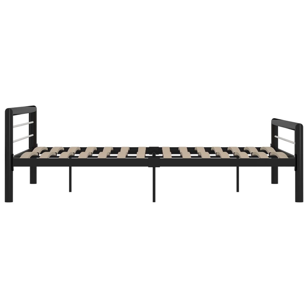 Bed Frame without Mattress Black and White Metal 180x200 cm Super King