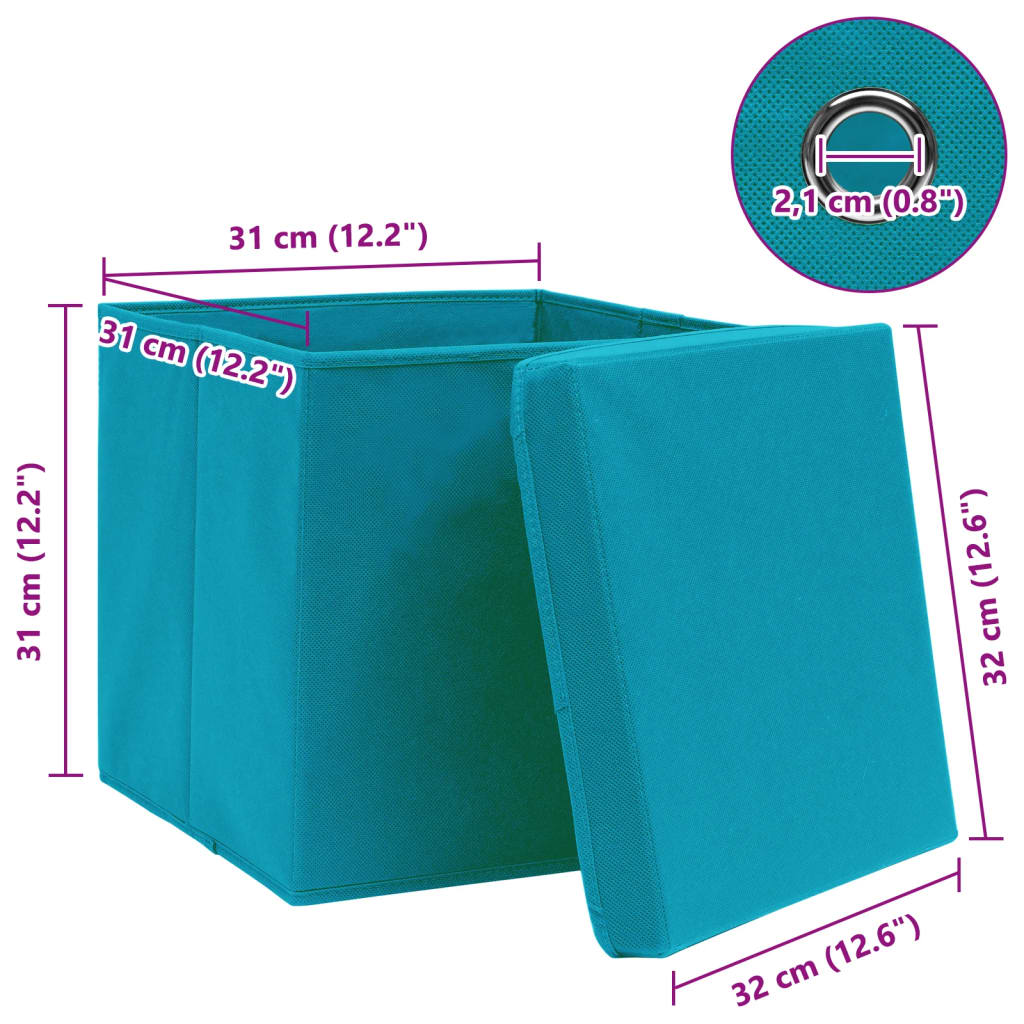Storage Boxes with Lids 10 pcs Baby Blue 32x32x32 cm Fabric