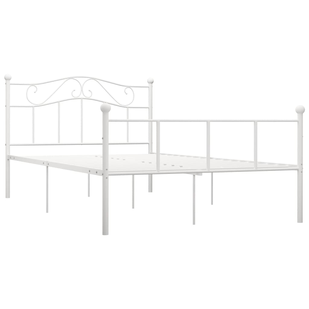 284519 vidaXL Bed Frame without Mattress White Metal 140x200 cm