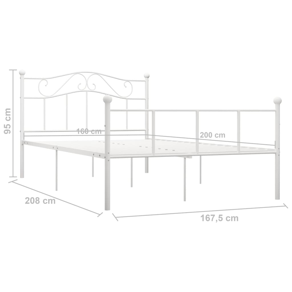 Bed Frame without Mattress with Headboard White 160x200 cm Metal