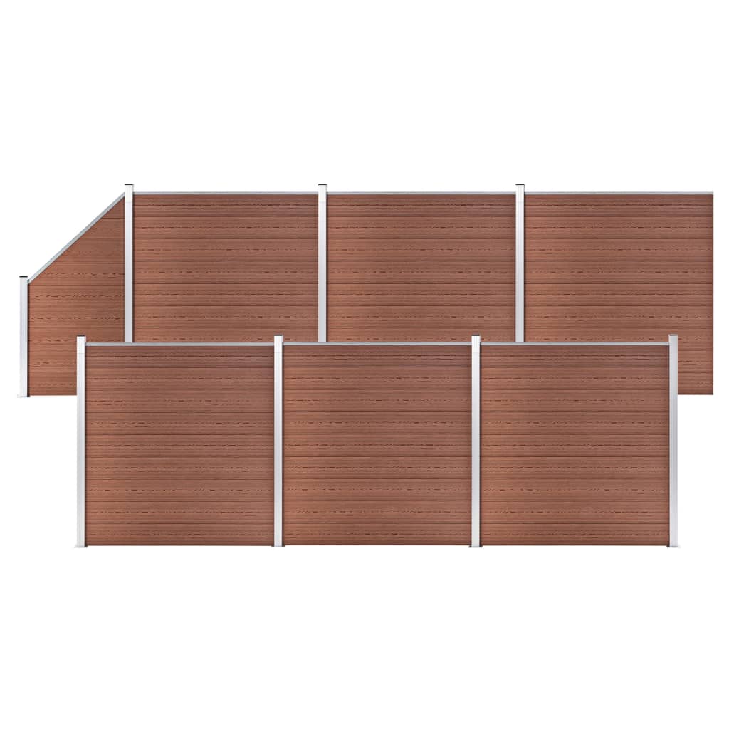 WPC Fence Set 6 Square + 1 Slanted 1138x186 cm Brown