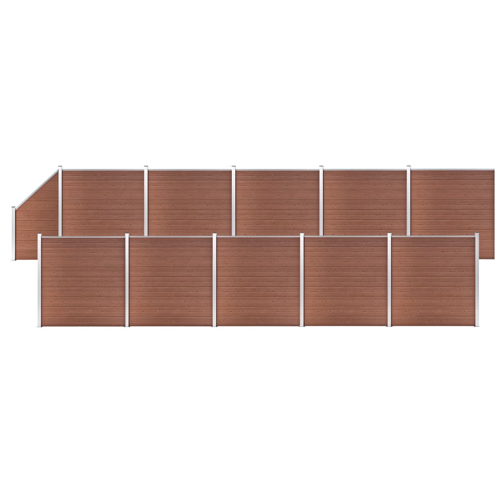 WPC Fence Set 10 Square + 1 Slanted 1830x186 cm Brown