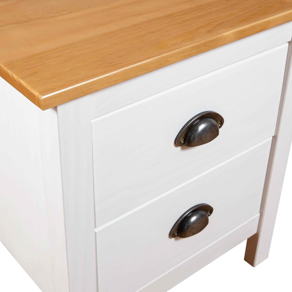 Bedside Cabinet Hill 2 pcs White 46x35x49.5 cm Solid Pine Wood