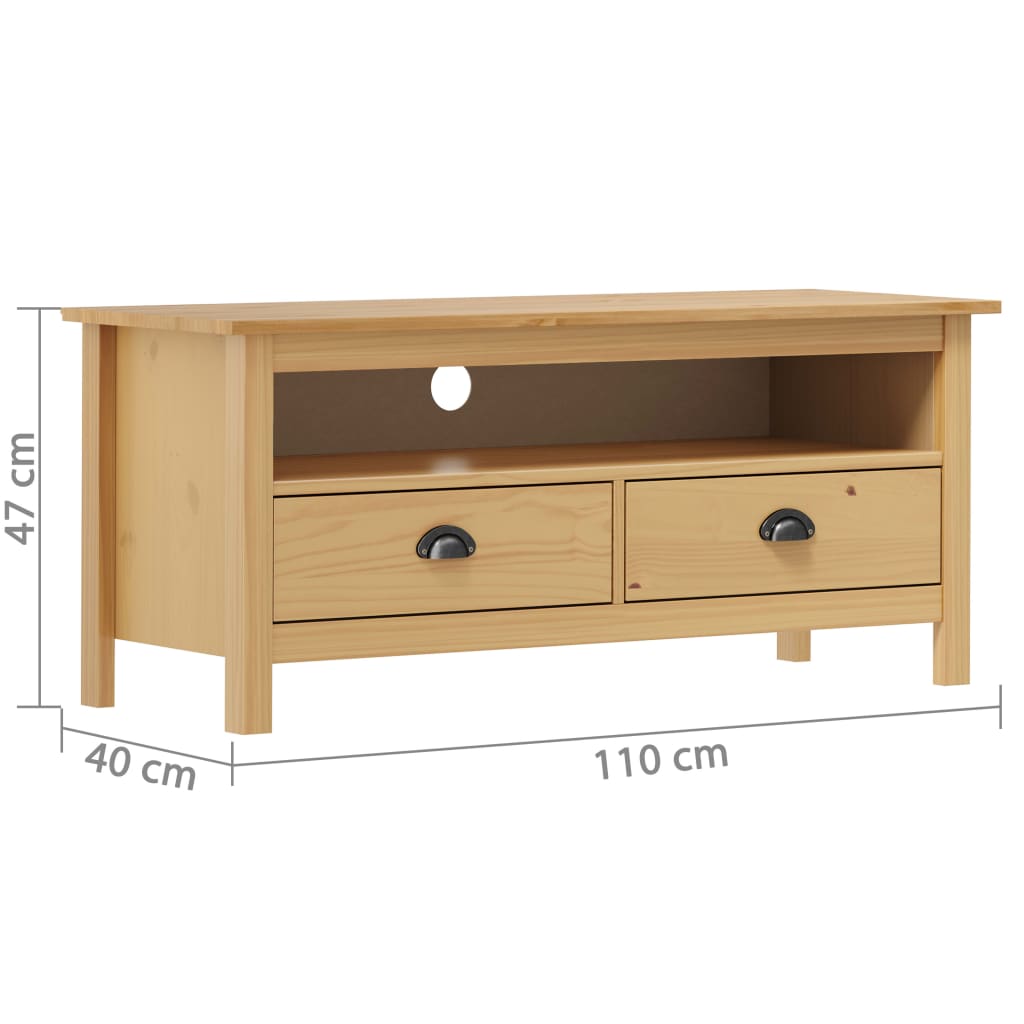 TV Cabinet Hill Honey Brown 110x40x47 cm Solid Pine Wood