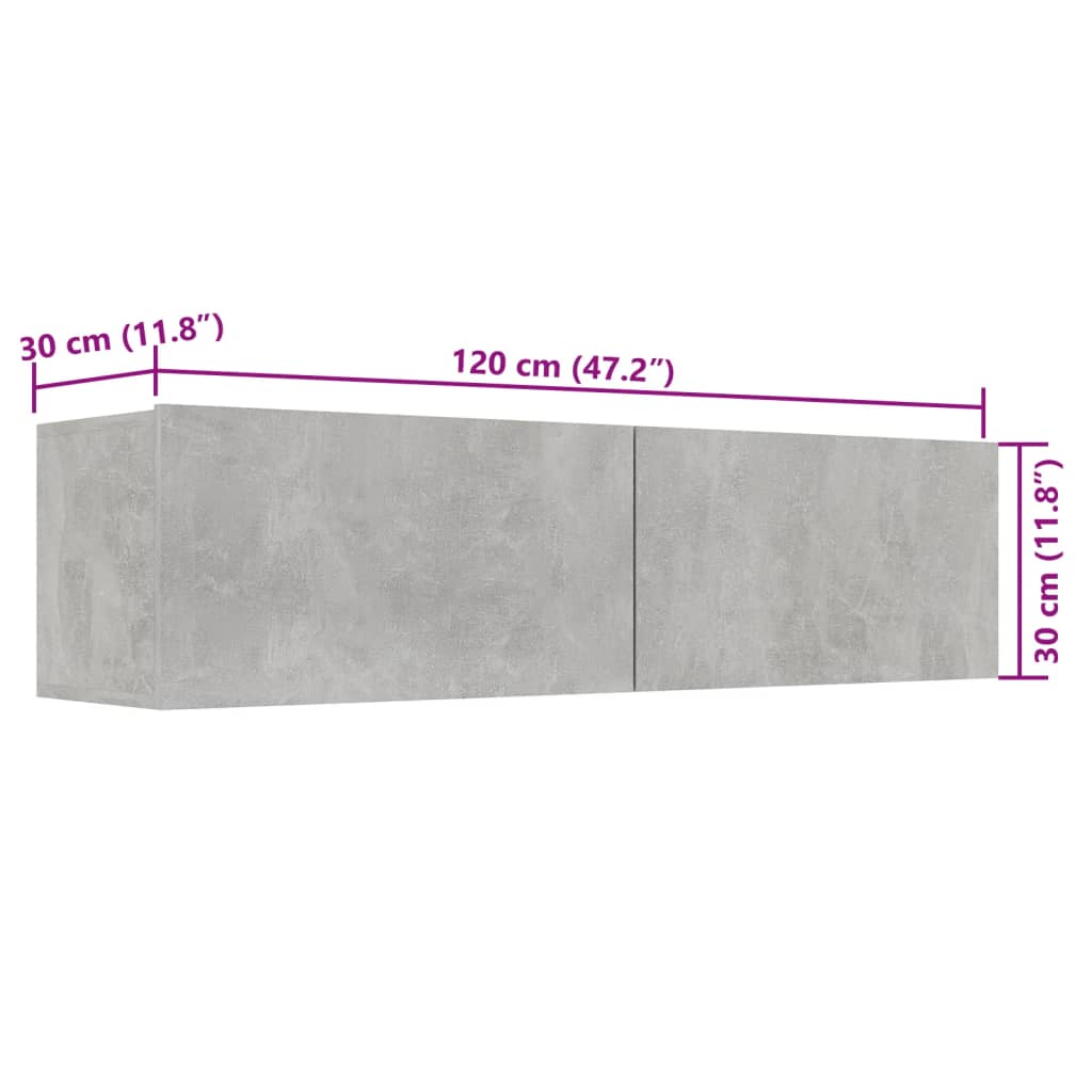 TV Cabinet Concrete Grey 120x30x30 cm Engineered Wood