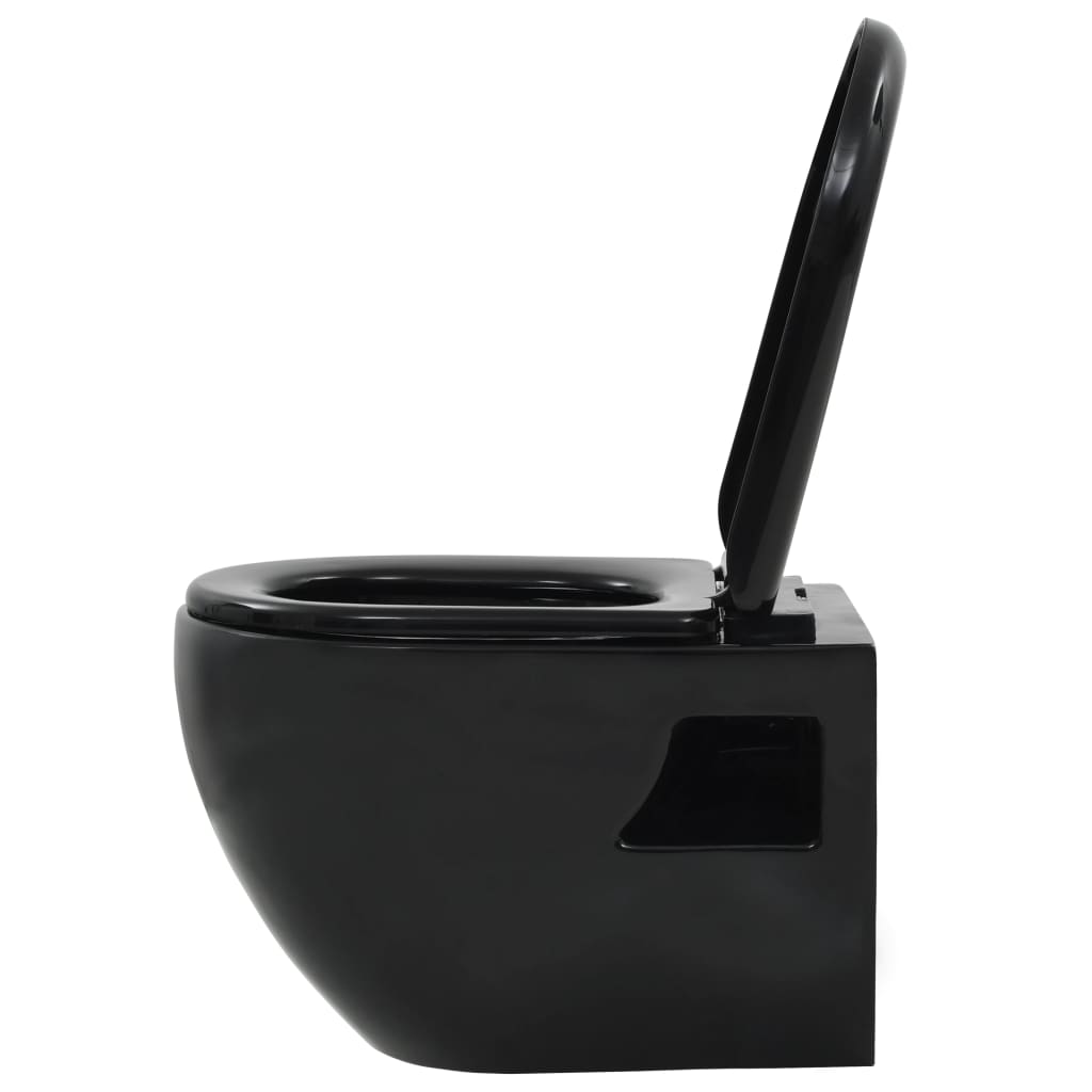 Wall-Hung Toilet with Concealed Cistern Ceramic Black