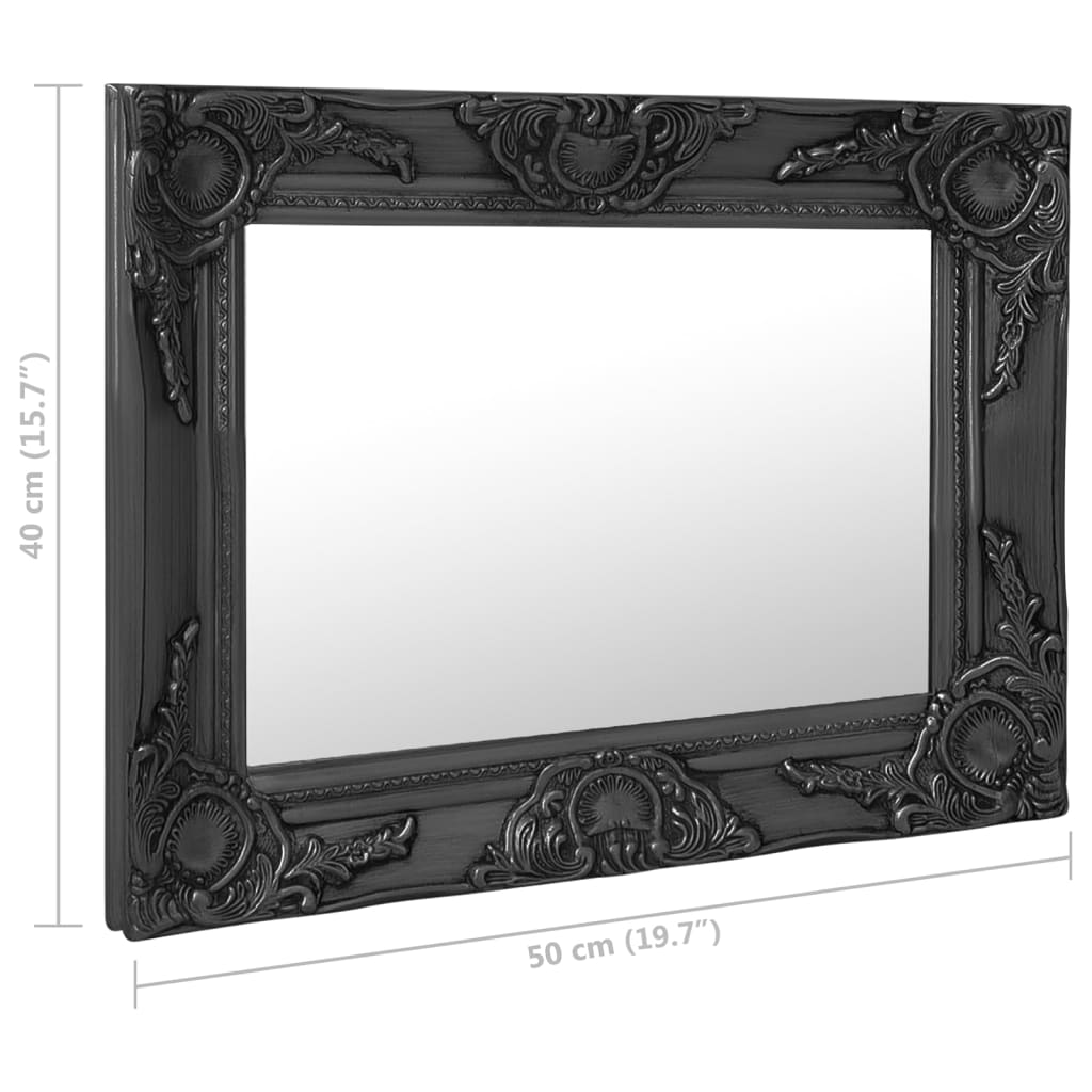 Wall Mirror Baroque Style 50x40 cm Black