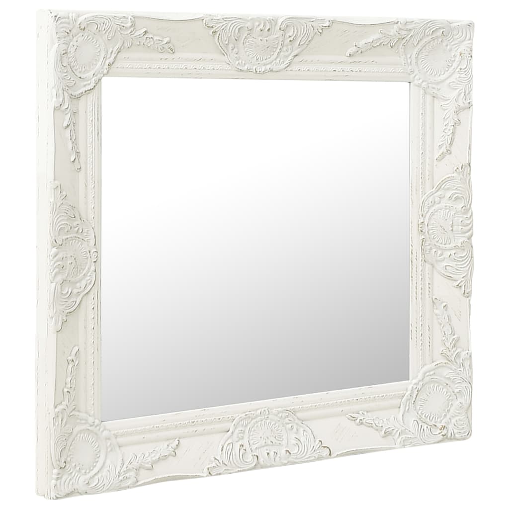 Wall Mirror Baroque Style 50x50 cm White
